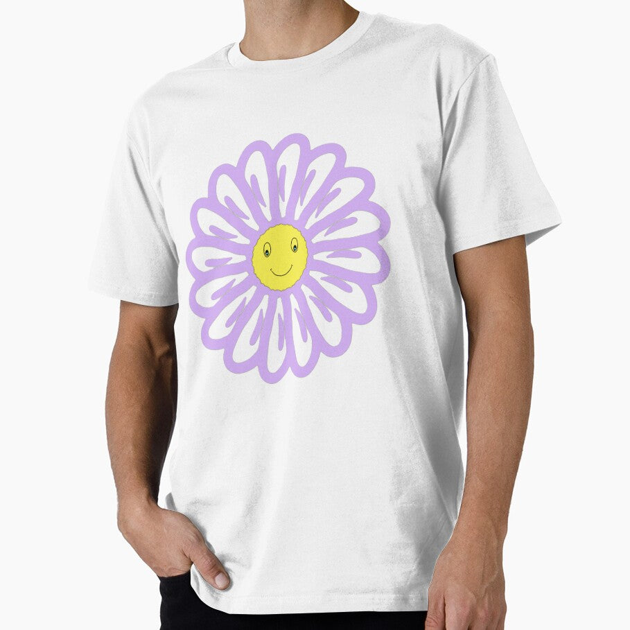 Lavender Smiley Daisy Flower – Cute Retro Happy Face Aesthetic Sticker by MysticPurpleHue T-Shirts, Hoodie,... (Image 1)