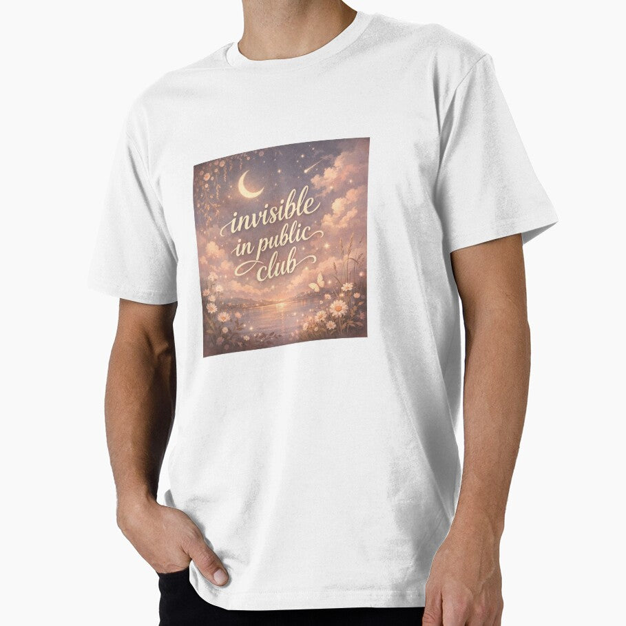 Invisible in Public Club – Aesthetic Introvert Quote Moon Night Design by Sanika arts T-Shirts, Hoodie, Sweatshirt (Image 1)