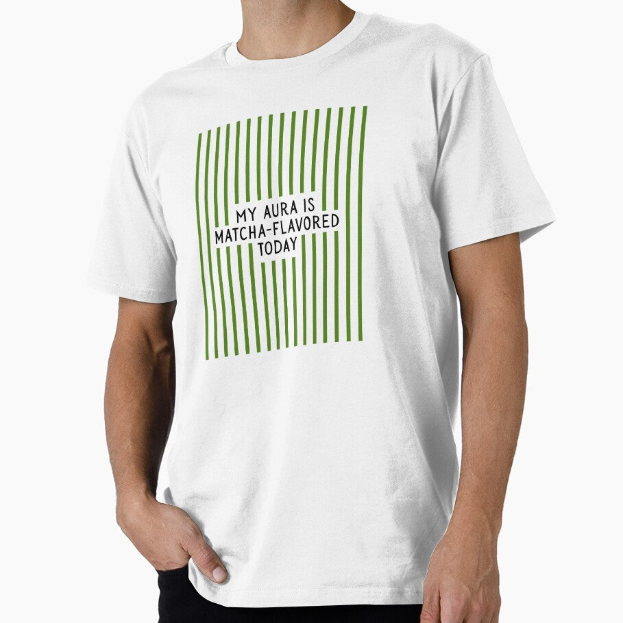 Matcha Mood Quote – Green Stripes Print by kikifikashop T-Shirts, Hoodie, Sweatshirt | BlankRebels.com (Image 1)