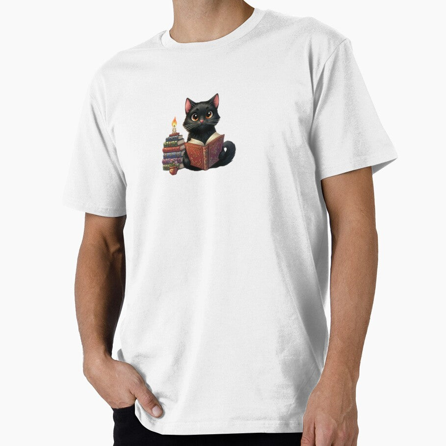 Cute Black Cat Reading Enchanted Book by darsh30 T-Shirts, Hoodie, Sweatshirt | BlankRebels.com (Image 1)