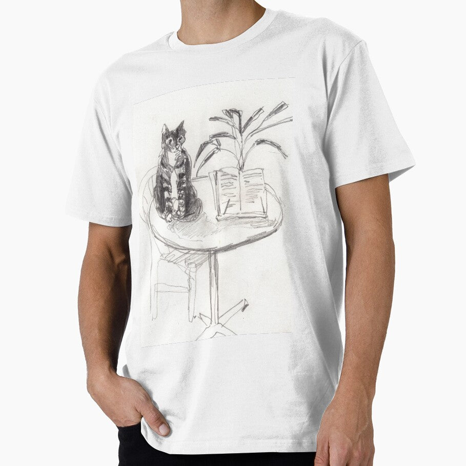 Pencil drawing, cat on the table by waterlet T-Shirts, Hoodie, Sweatshirt | BlankRebels.com (Image 1)
