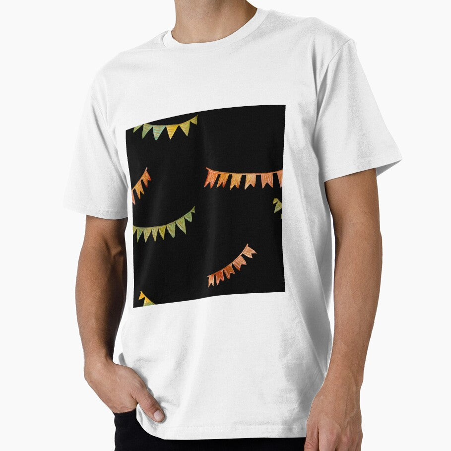 Happy birthday flags pattern a watercolor black by Yana Mustafina | Boho Soulful Designs T-Shirts, Hoodie,... (Image 1)