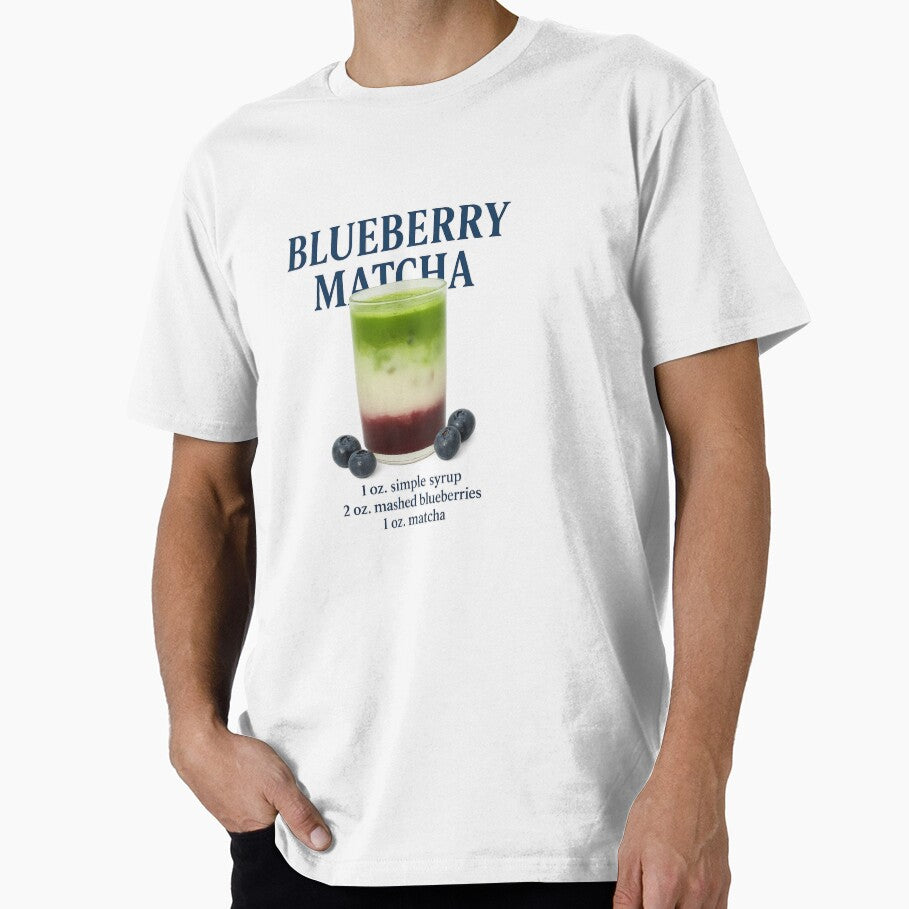 Blueberry Matcha Latte Recipe – Aesthetic Layered Drink Art by lucyjohnsn T-Shirts, Hoodie, Sweatshirt (Image 1)