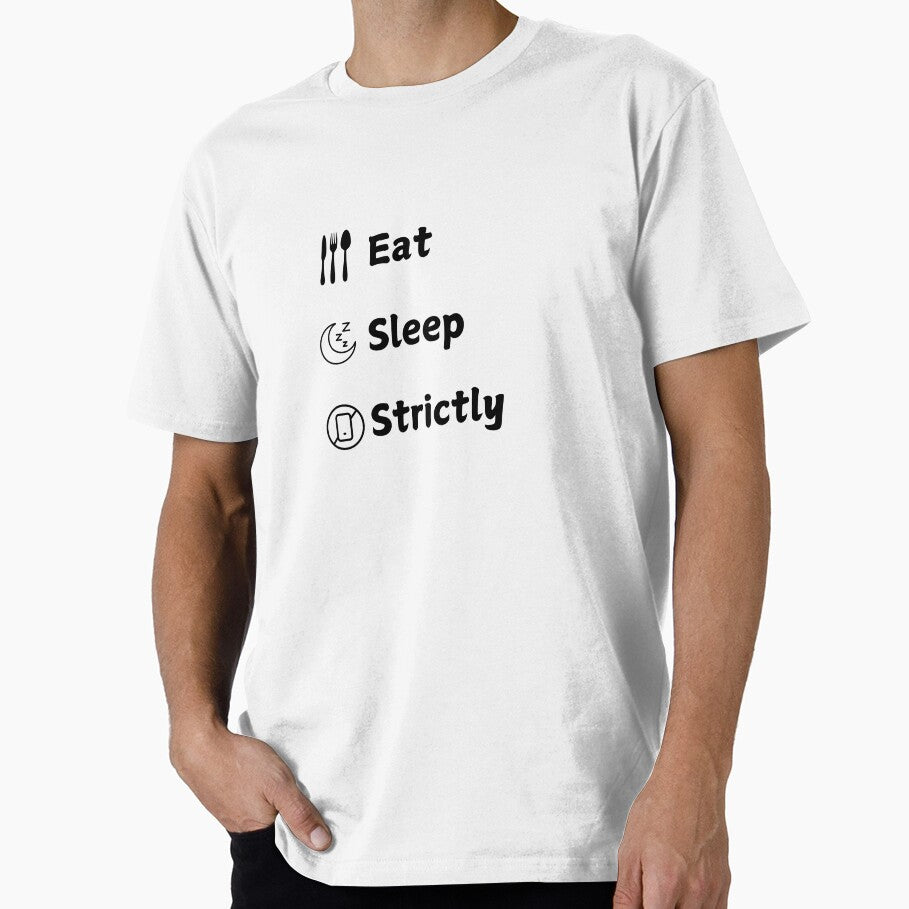 eat sleep strictly funny holographic black and white by Yasmina Art