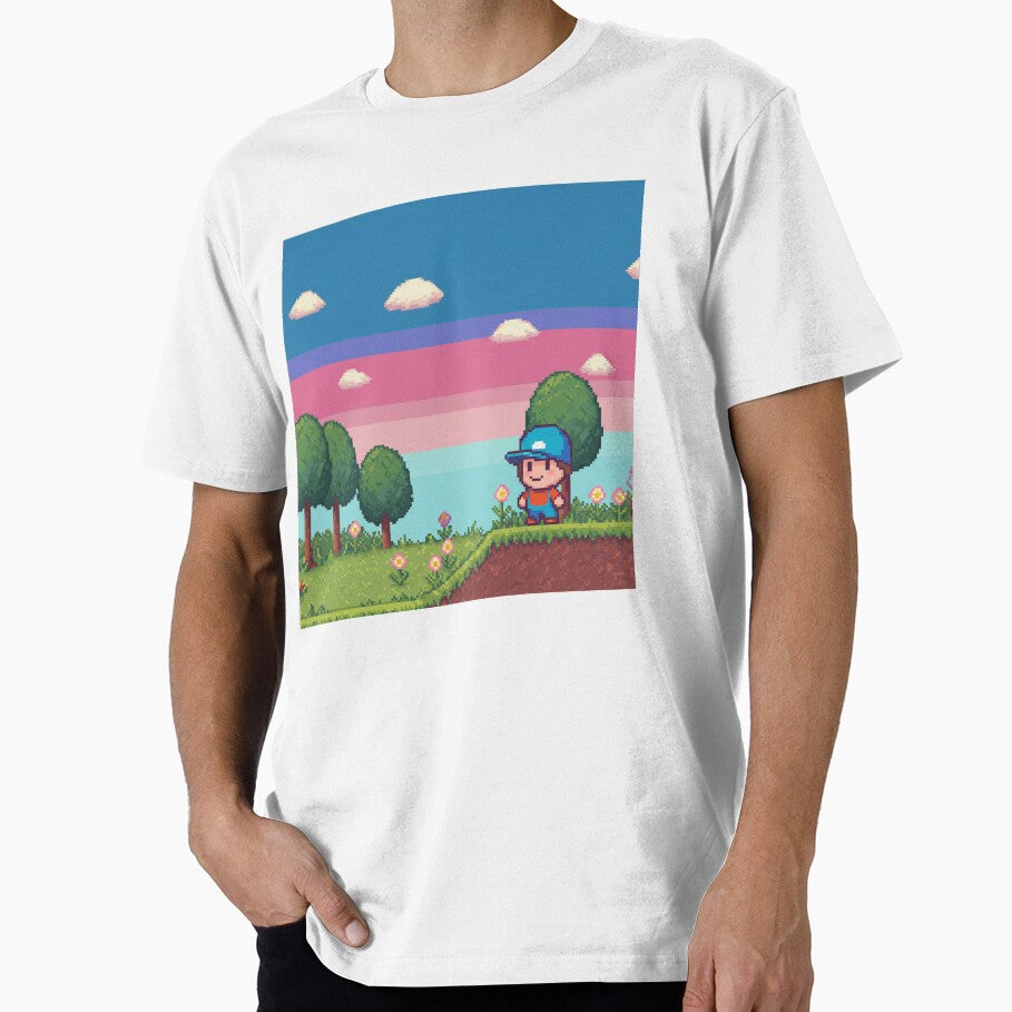 Pixel Art Adventure – Retro Platform Game Scene by Greemo03 T-Shirts, Hoodie, Sweatshirt | BlankRebels.com (Image 1)