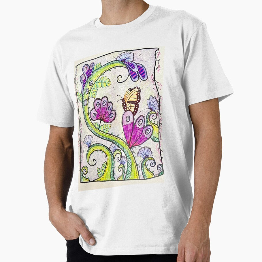 Butterly and Vine Flowers by JackiesTshirts T-Shirts, Hoodie, Sweatshirt | BlankRebels.com (Image 1)