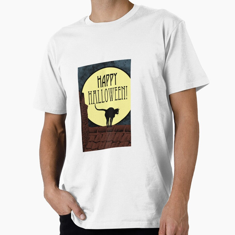 Black Cat on a roof with Moon Halloween Card by GlitterandDecay T-Shirts, Hoodie, Sweatshirt | BlankRebels.com (Image 1)