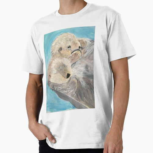 'Significant Otter' Otters Holding Hands Painting by Drawn By Hand Designs T-Shirts, Hoodie, Sweatshirt (Image 1)