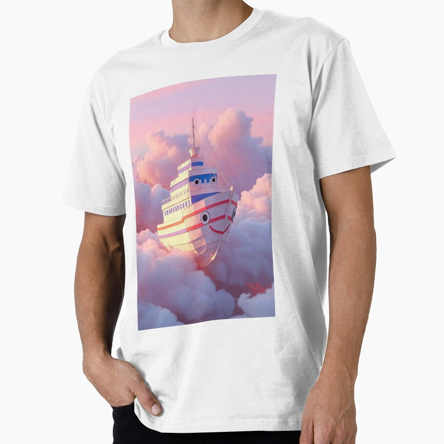 Kawaii Paper Airship at Sunset – Cute Flying Boat by NordseeSteel T-Shirts, Hoodie, Sweatshirt | BlankRebels.com (Image 1)