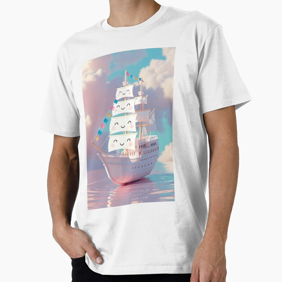 Kawaii Happy Sails Ship – Cute Smiling Pirate Boat by NordseeSteel T-Shirts, Hoodie, Sweatshirt | BlankRebels.com (Image 1)