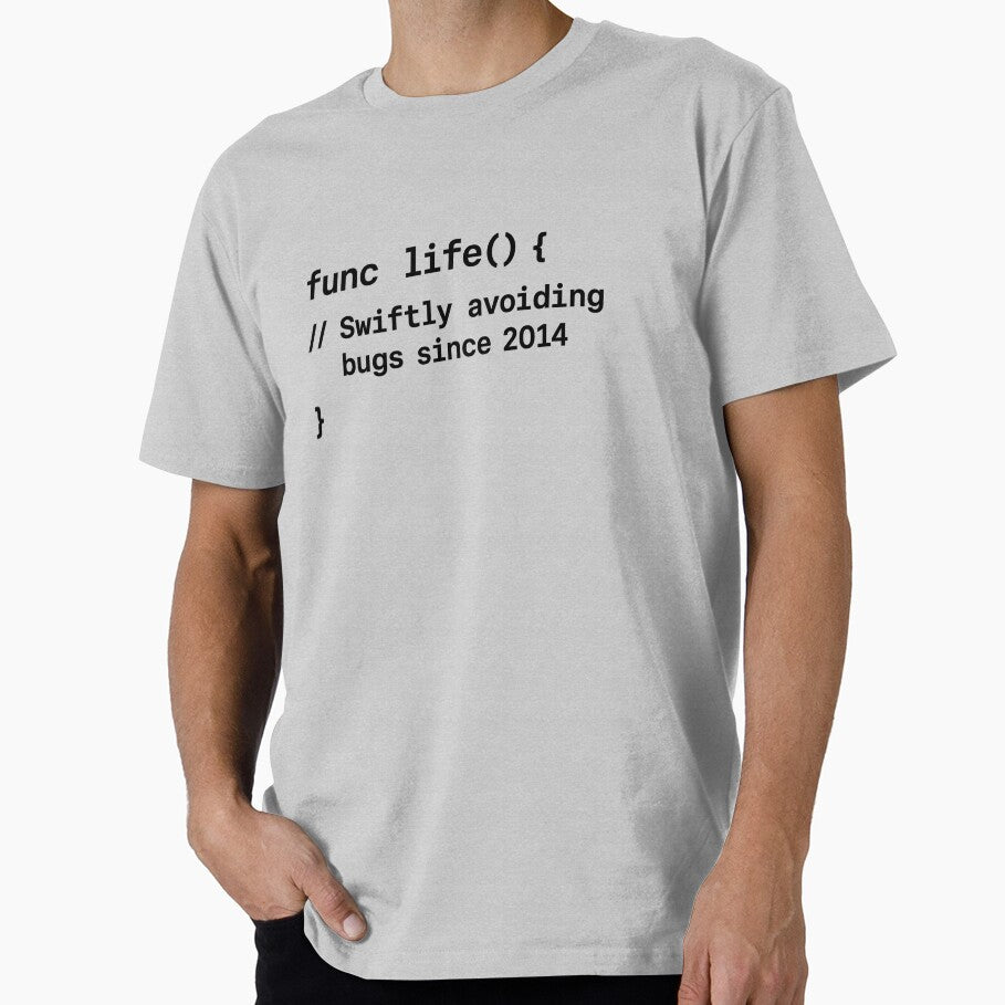 Swiftly Avoiding Bugs Since 2014 - Swift Programming Humor by Youssef-BM T-Shirts, Hoodie, Sweatshirt (Image 1)