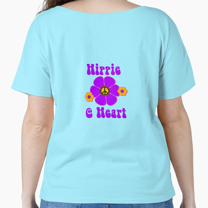 Hippie At Heart Peace Sign Flower Design Flower Power - Cool Gifts For Cool People by artandsoul38 T-Shirts,... (Image 1)