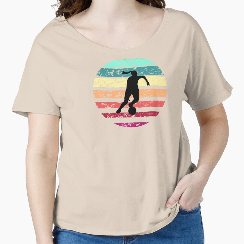 soccer girl sprint vintage summer retro football by Panda  Art