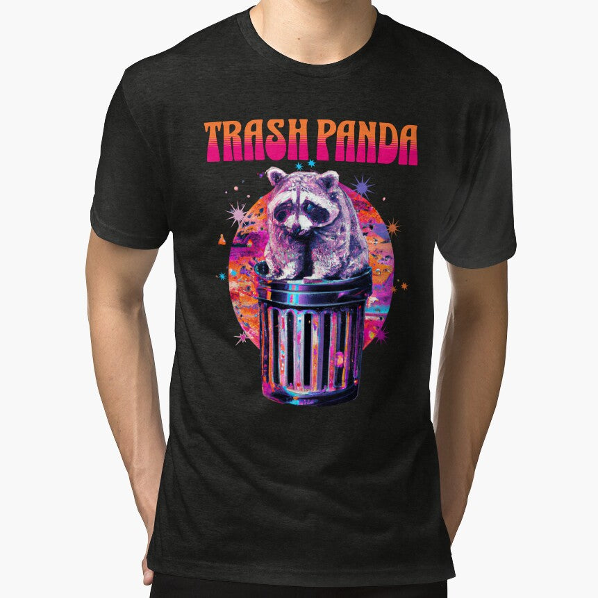 Retro Psychedelic I Love Trash Pandas - Adorable Racoon Spirit Animal Retro Psyche Trash Bandit by zptees... (Image 1)