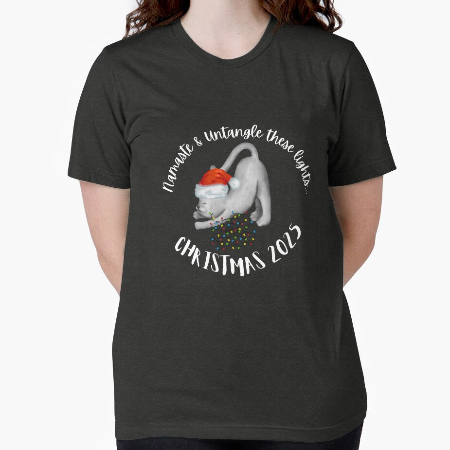 Cat lover Christmas shirt ~ namaste & untangle these lights by OmStudioz Hoodie, Sweatshirt | BlankRebels.com (Image 2)