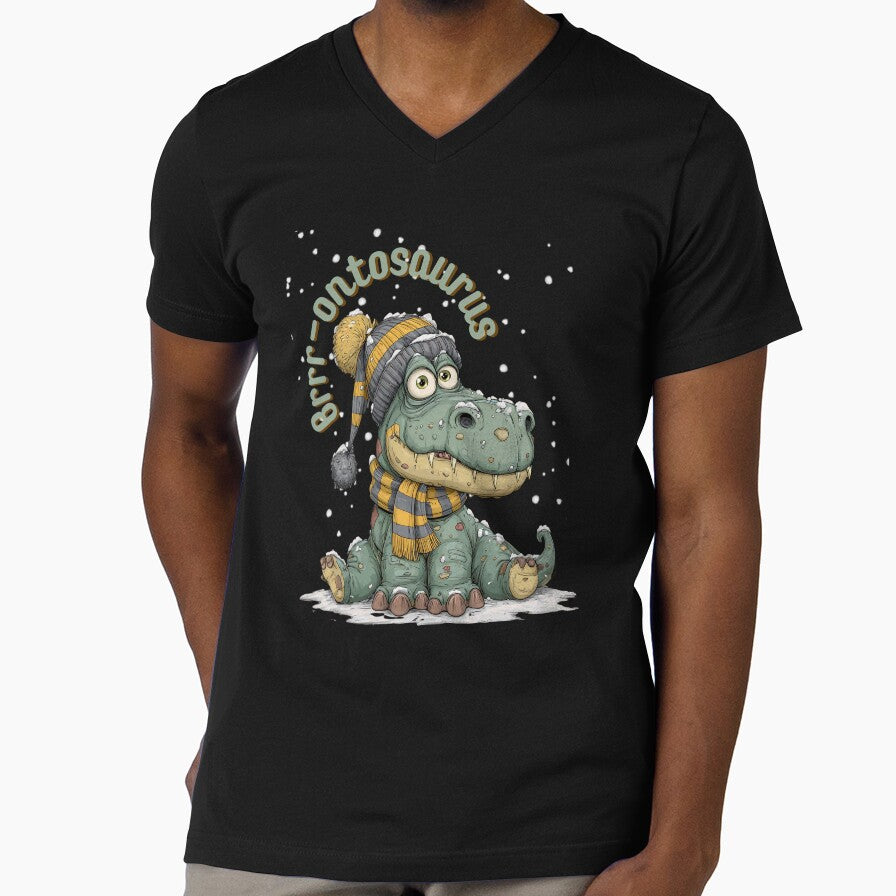 Funny Winter Dinosaur Brontosaurus Cartoon Design by MTJ-Mushrooms T-Shirts, Hoodie, Sweatshirt | BlankRebels.com (Image 1)