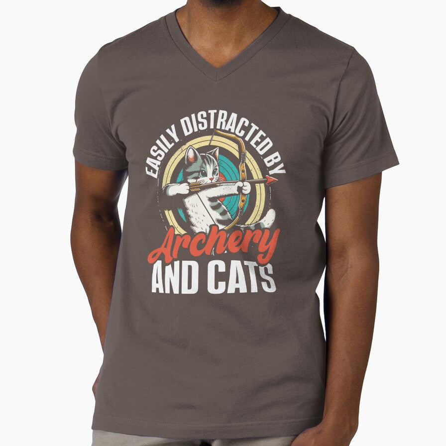Funny Archery Gift - Easily Distracted By Archery And Cats - Cat Mom Sports Hunting Bowman Marksman by MCGNYC... (Image 1)