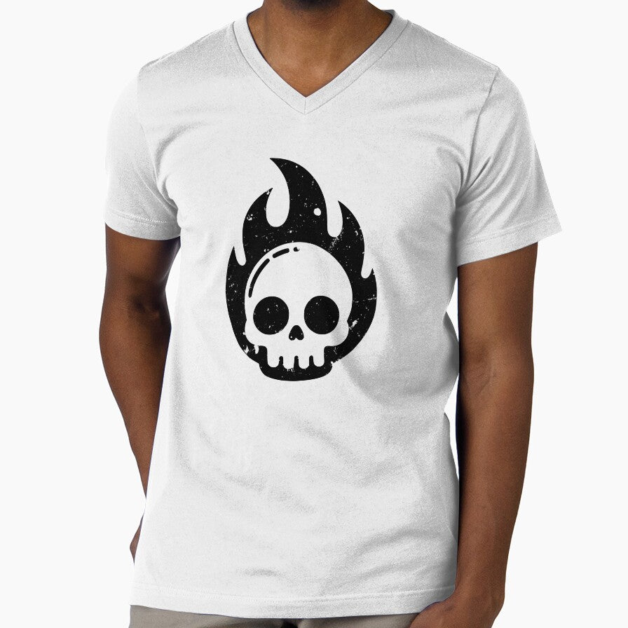 Copy of Cute Flaming Skull Minimal Design Black Grunge Style by Skulls & Calaveras T-Shirts, Hoodie, Sweatshirt (Image 1)