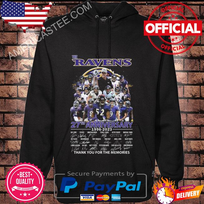 The Baltimore Ravens 27th anniversary 1996 2023 thank you for the memories signatures Baltimore Ravens shirt