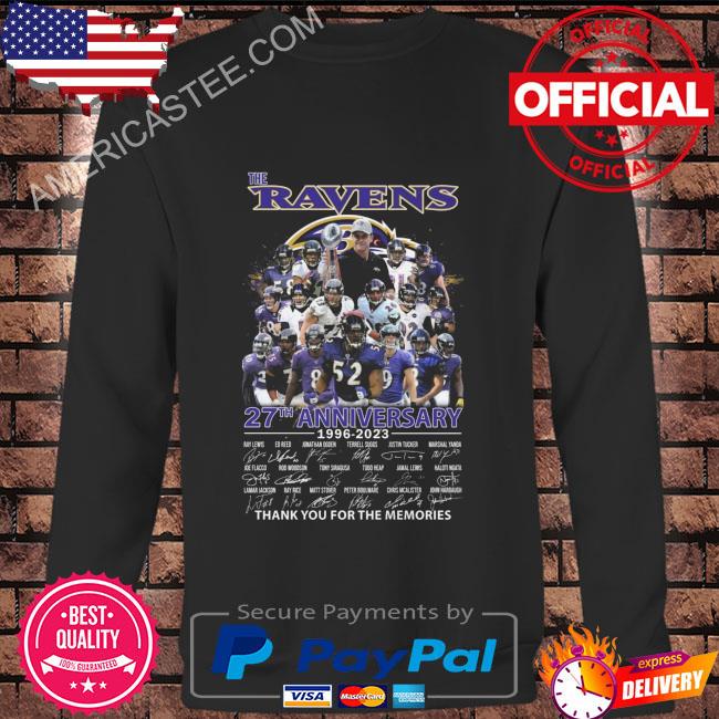 The Baltimore Ravens 27th anniversary 1996 2023 thank you for the memories signatures Baltimore Ravens shirt