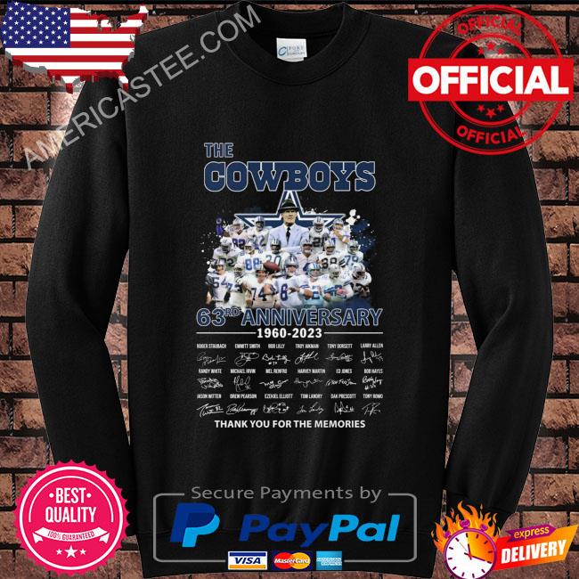 The dallas cowboys 63rd 1960 2023 thank you for the memories signatures dallas cowboys shirt