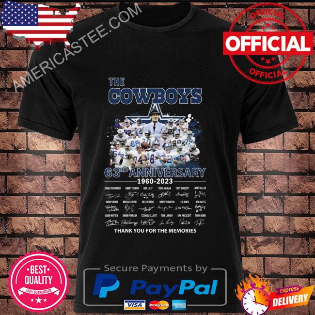 The dallas cowboys 63rd 1960 2023 thank you for the memories signatures dallas cowboys shirt