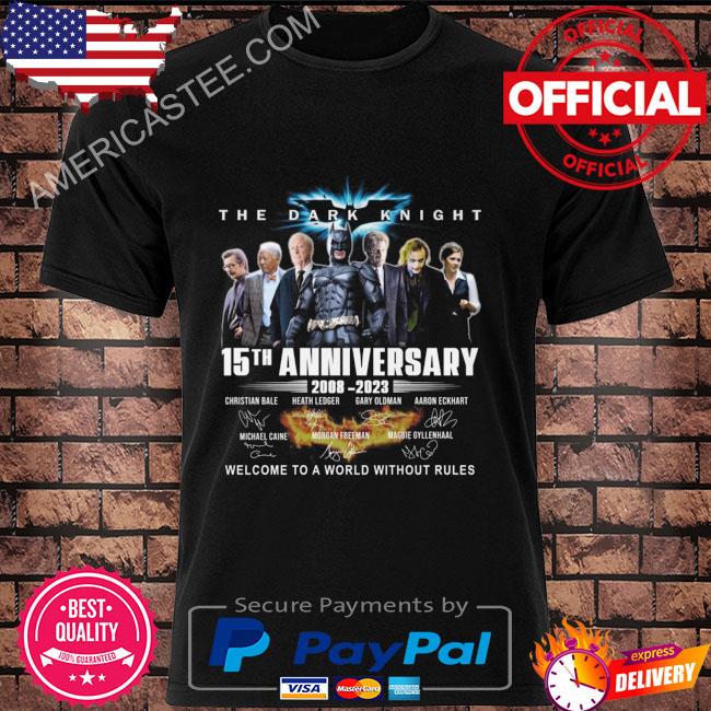 The dark knight 50th anniversary 2008 2023 welcome to a world without rules signatures shirt
