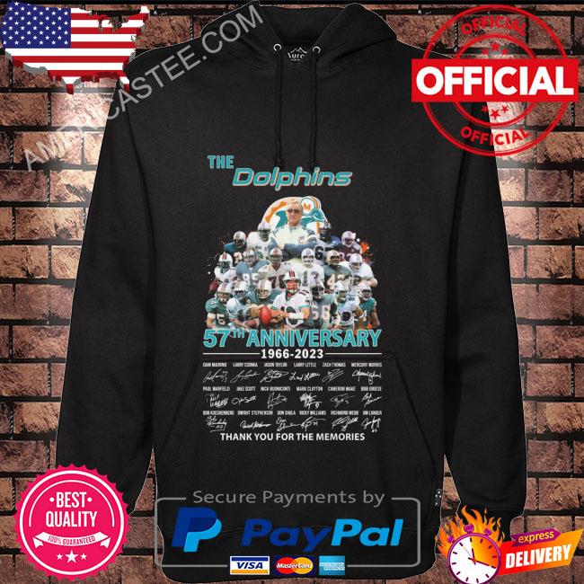 The Miami Dolphins 57th anniversary 1966 2023 thank you for the memories signatures Miami Dolphins shirt