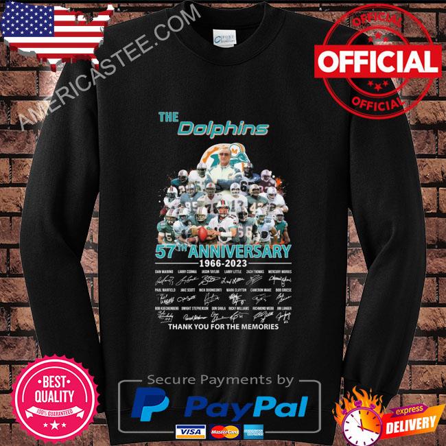 The Miami Dolphins 57th anniversary 1966 2023 thank you for the memories signatures Miami Dolphins shirt