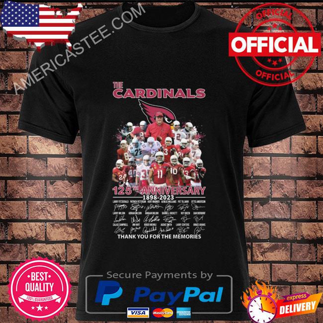 The St. Louis Cardinals 125st anniversary 1898 2023 thank you for the memories signatures St. Louis Cardinals shirt