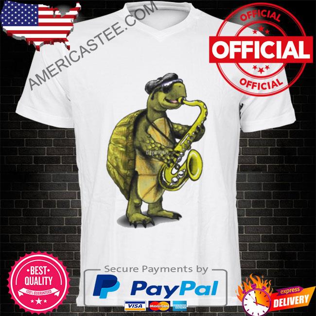 Turtle playing the saxophone shirt