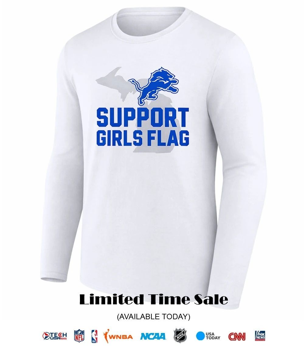 Detroit Lions support girls flag shirt