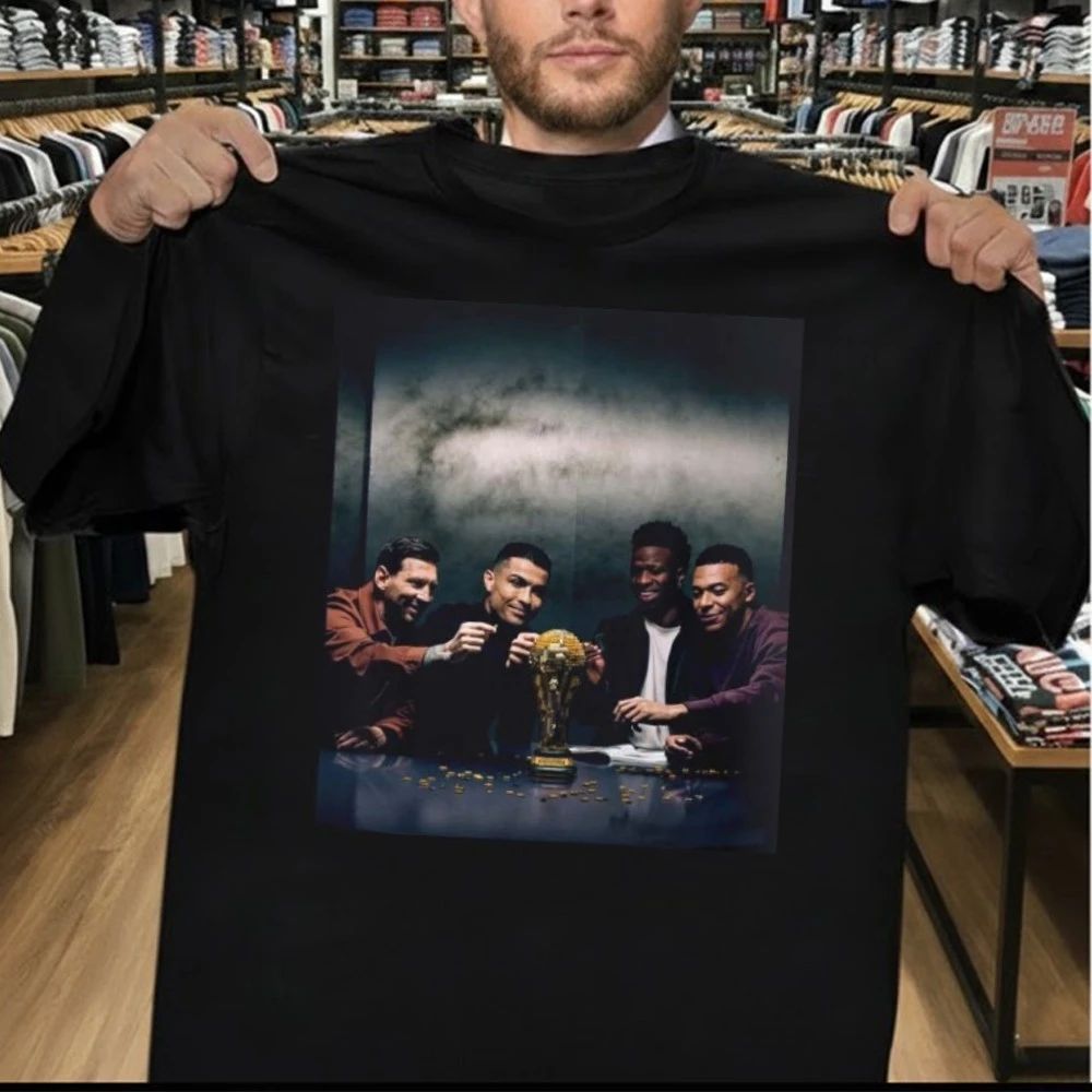 Lego World Cup 2026 Commercial Photo Starring Messi Cristiano Ronaldo Vinicius And Mbappe T-Shirt