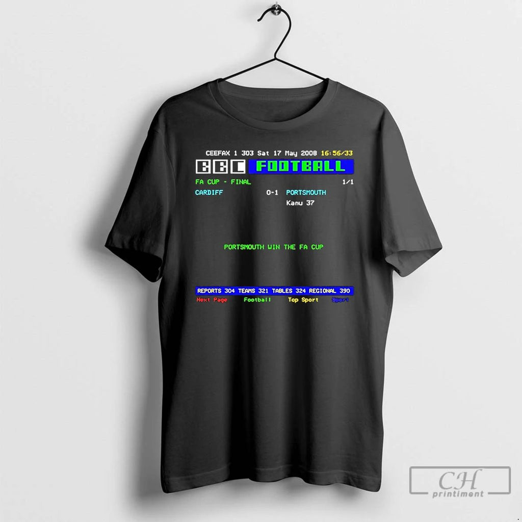 Classic Portsmouth Retro Ceefax Fa Cup Winners 2008 T Shirts