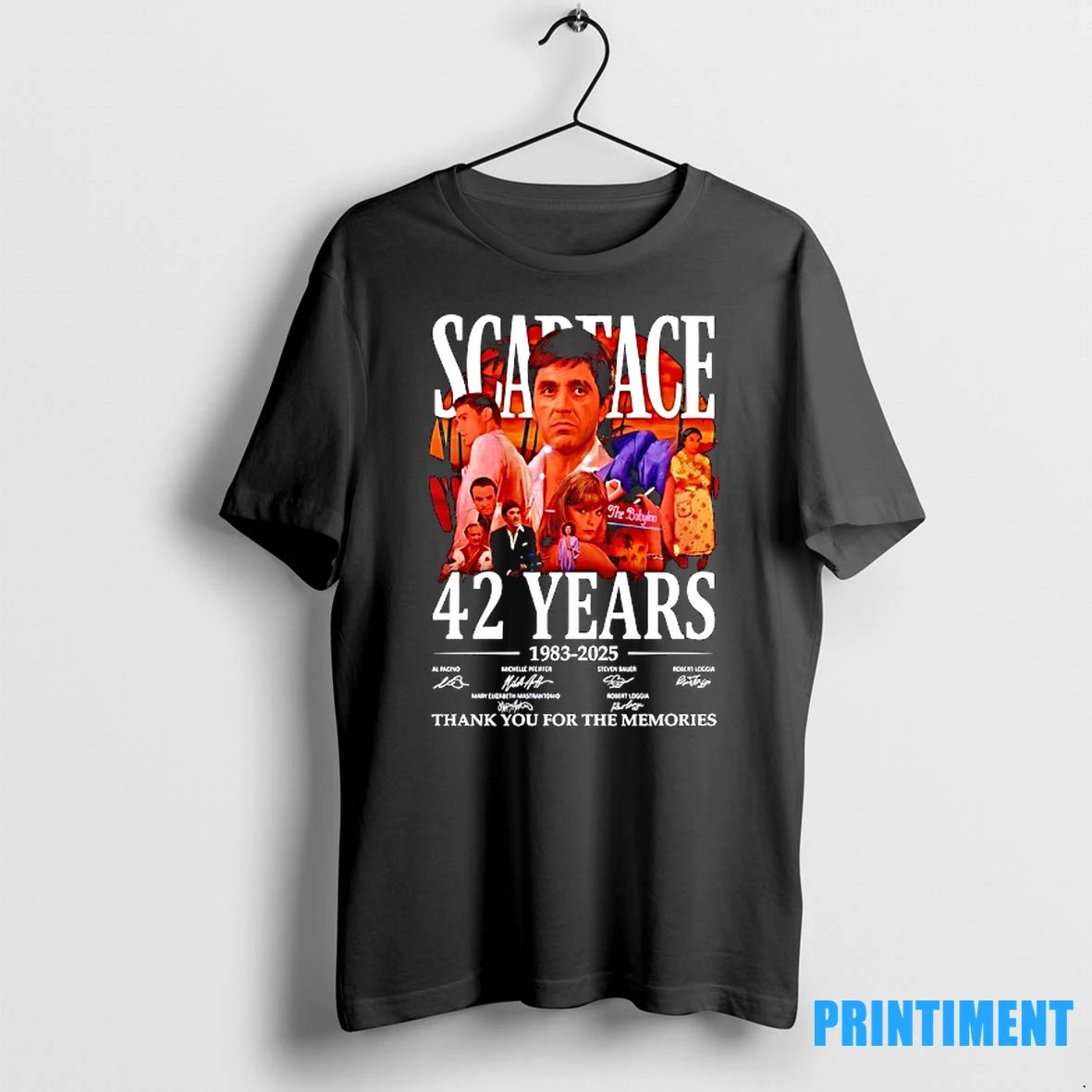 Al Pacino Michelle Pfeiffer Steven Bauer Robert Loggia Mary Elizabeth Scarface 42 Years Signature Tshirts