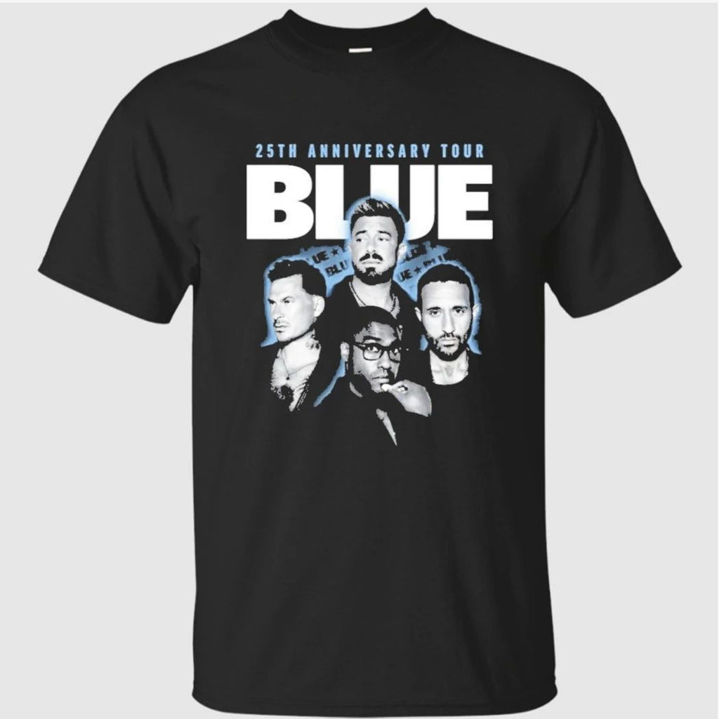 Blue 25th Anniversary Tour Photo Faded Black Shirt