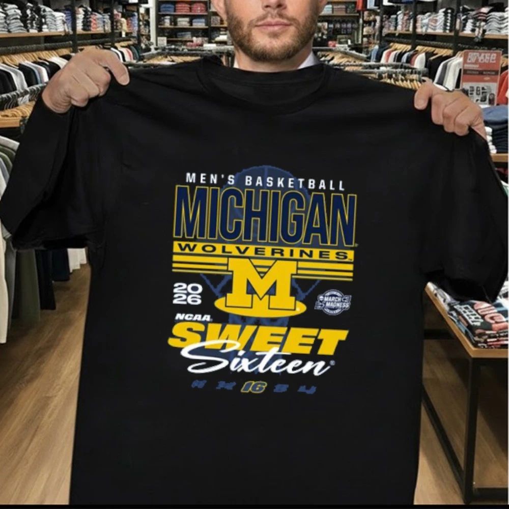 Michigan Wolverines Navy Blue Something Inked 2026 NCAA March Madness Sweet 16 Bound Shirt
