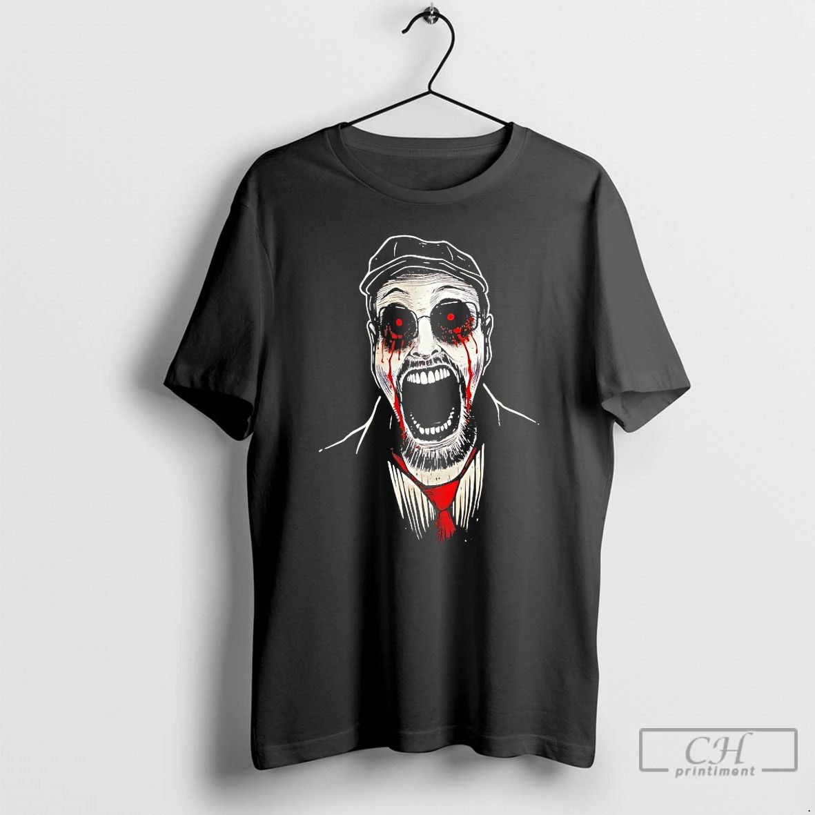Premium Screaming Man Horror Bloody Eyes Graphic T Shirts