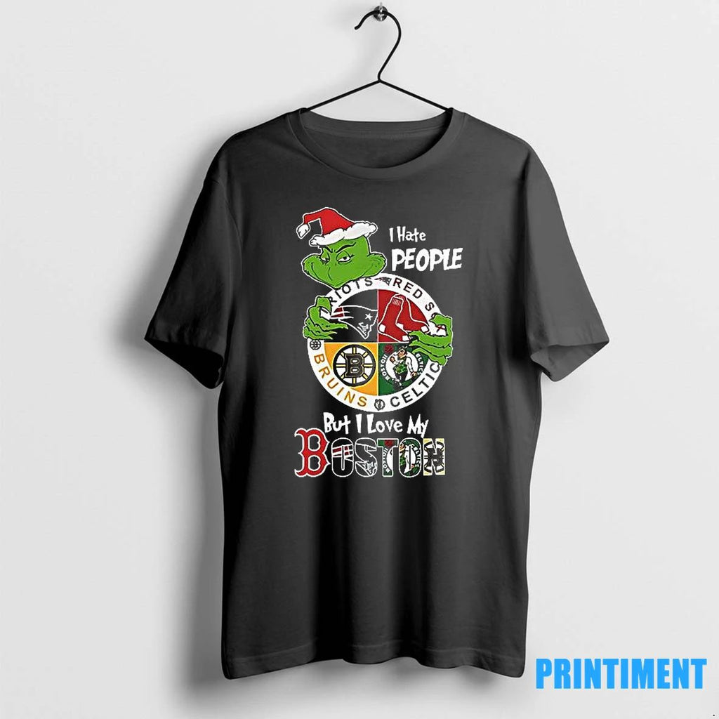 The Grinch I Hate People But I Love My Boston Team Sport Christmas Tshirts Sweater