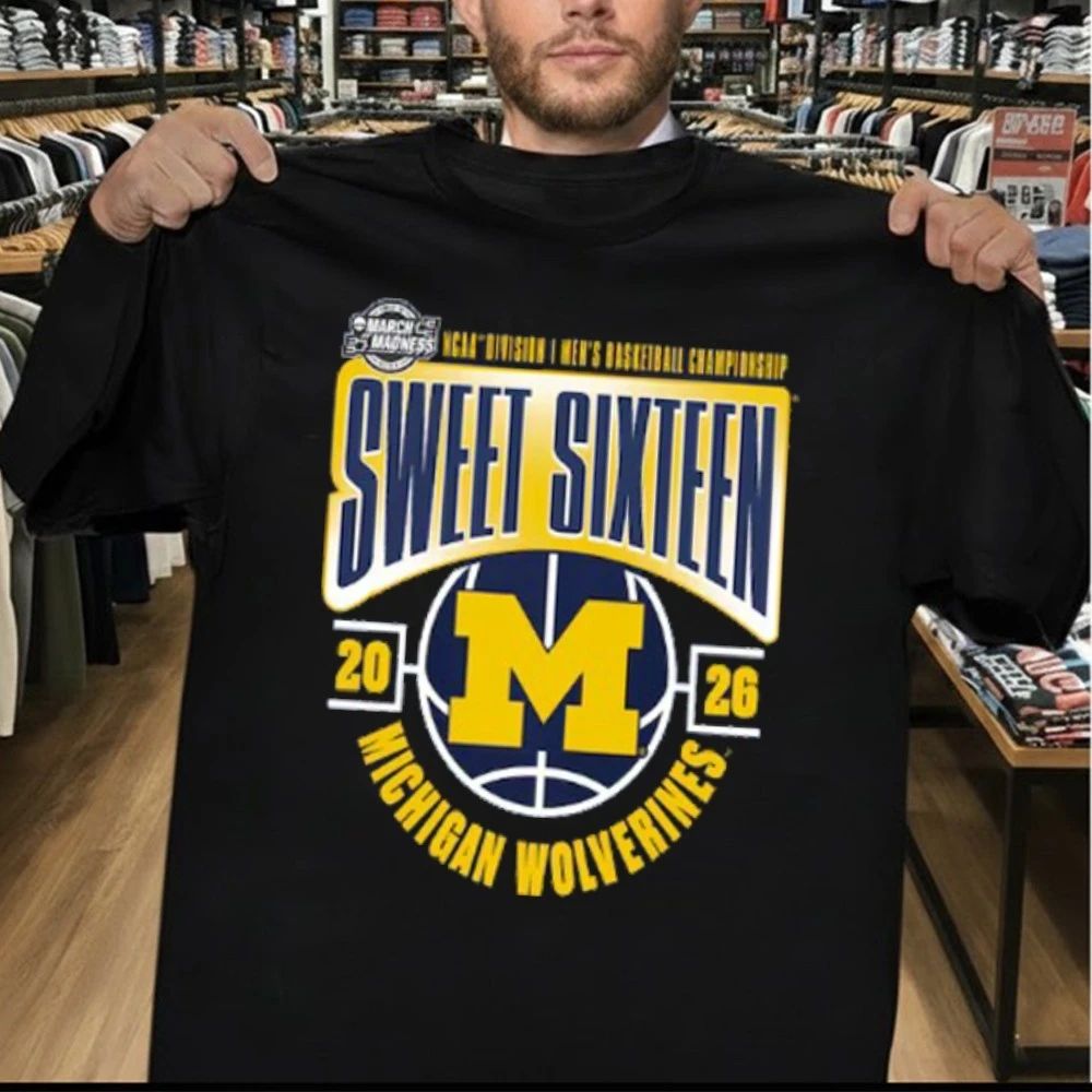 Michigan Wolverines 2026 NCAA Men’s Basketball Tournament March Madness Sweet 16 T-Shirt