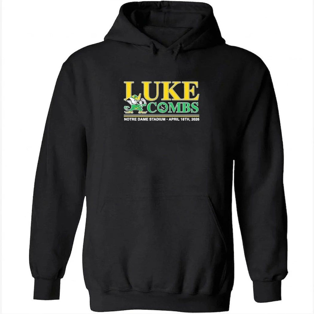 Luke Combs South Bend Indiana 2026 Tour Merch At Notre Dame Stadium April 18 2026 Notre Dame Fighting Irish Logo Shirt
