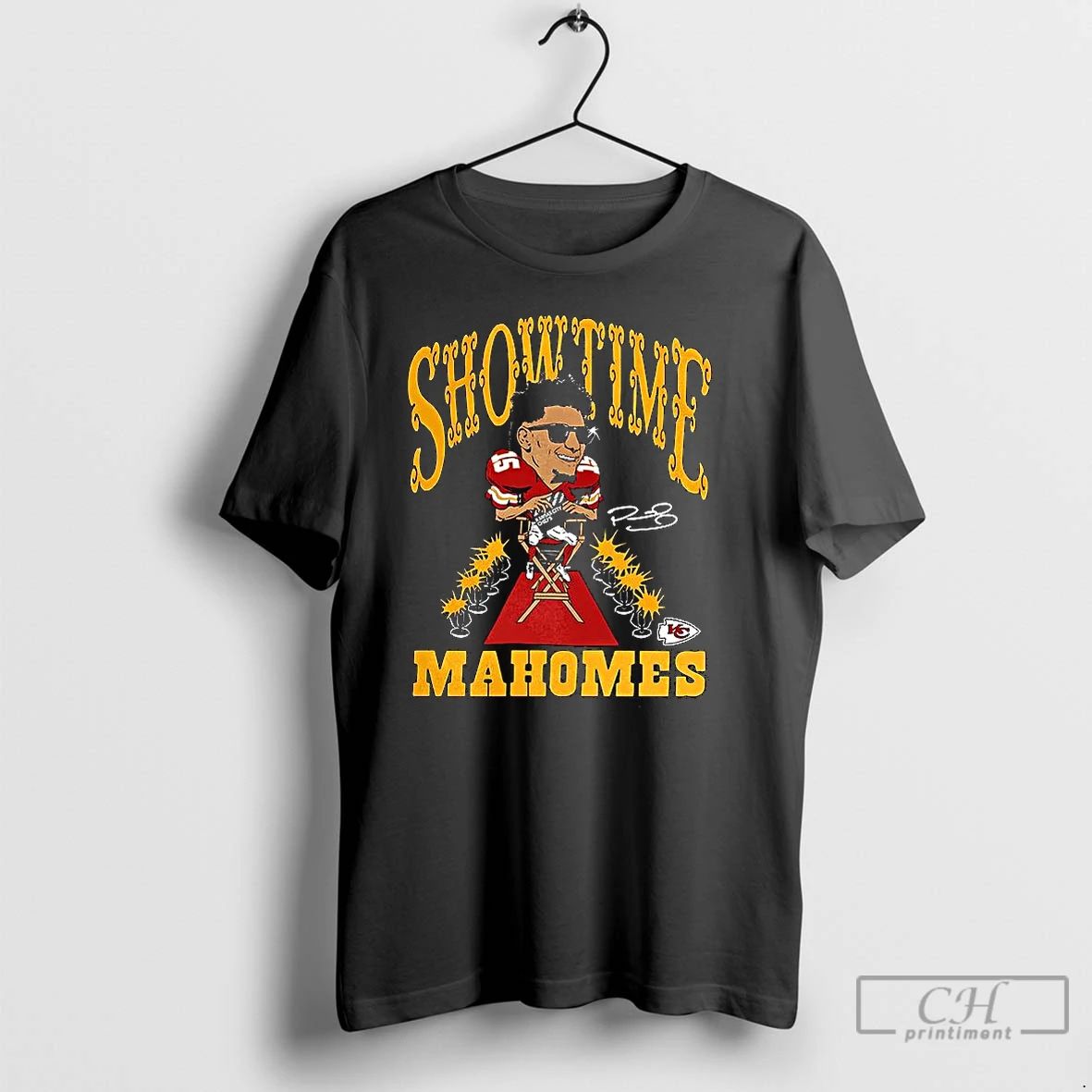 Classic Patrick Mahomes Kansas City Chiefs Football Caricature Player Graphic Signature T Shirts