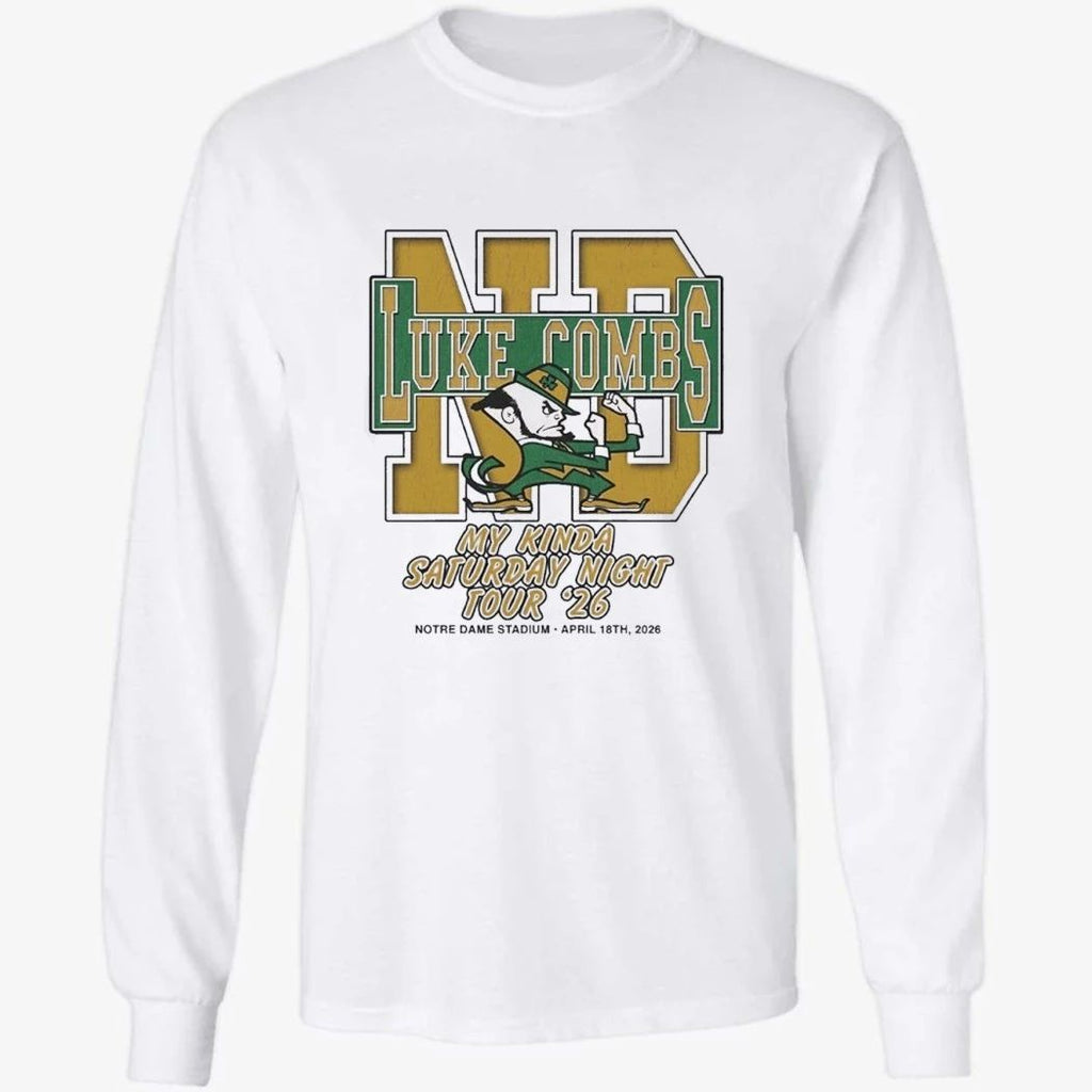 Luke Combs South Bend Indiana 2026 Tour Merch Tee At Notre Dame Stadium April 18 2026 Notre Dame Fighting Irish Big Logo T-Shirt