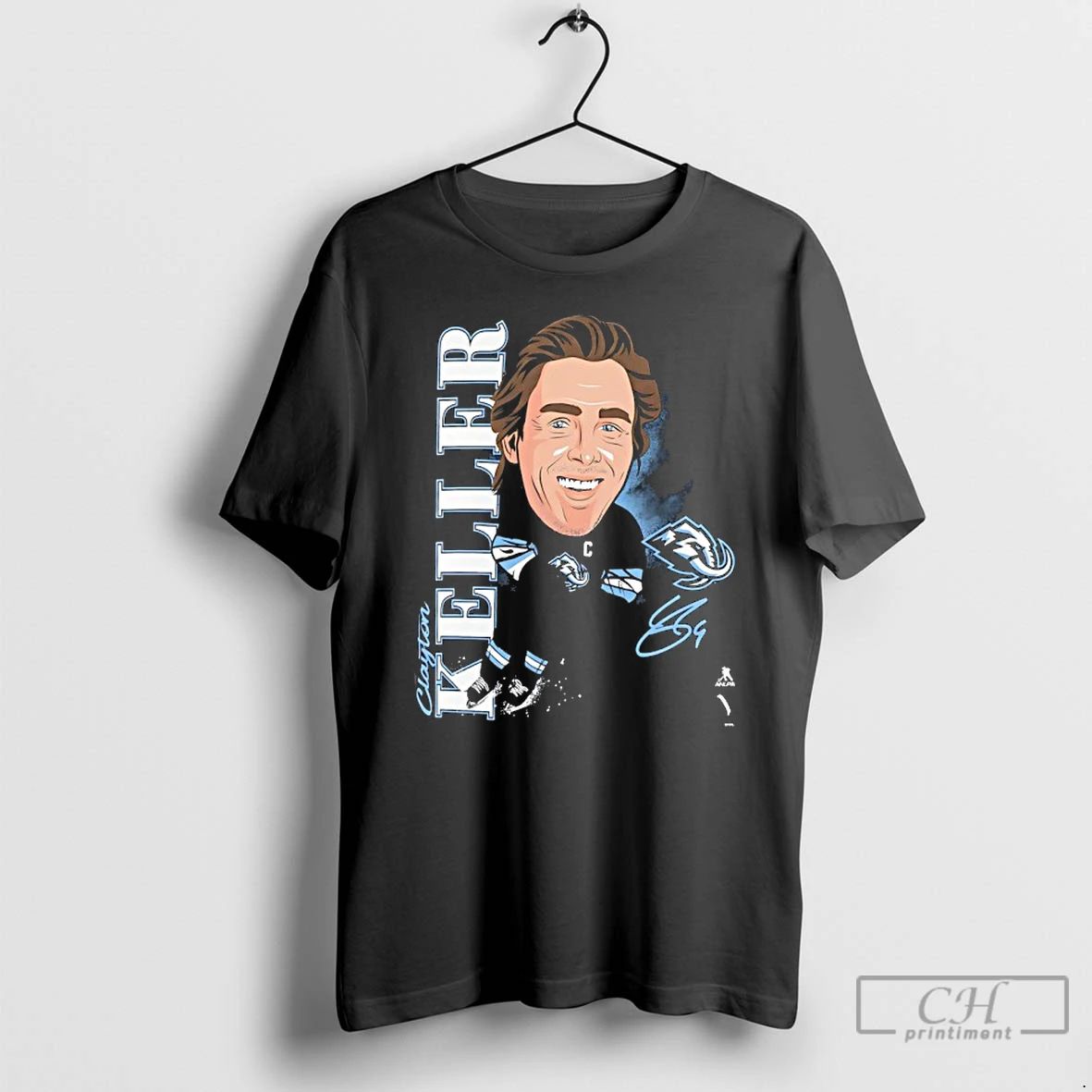 Classic Utah Mammoth Clayton Keller Player Signature Caricature T Shirts