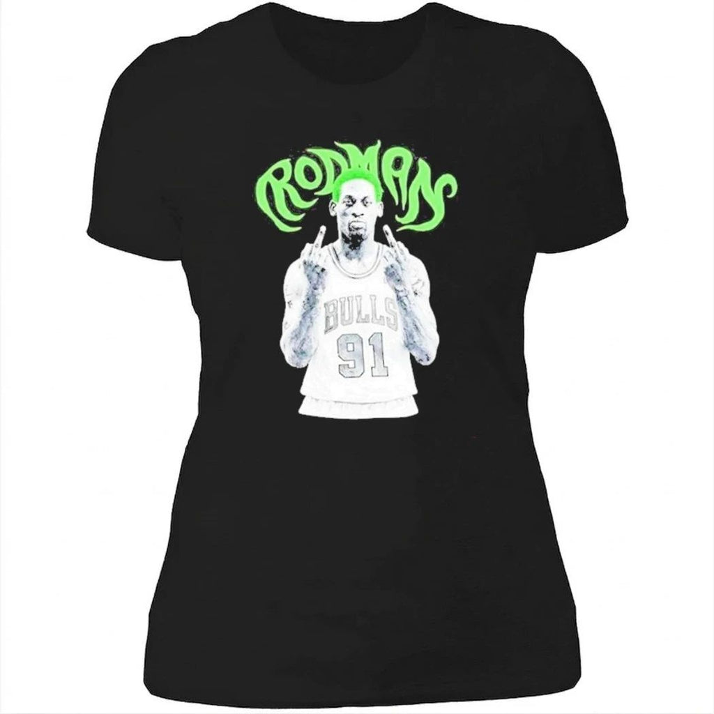 Dennis Rodman Chicago Bulls NBA basketball legend middle finger T-Shirt