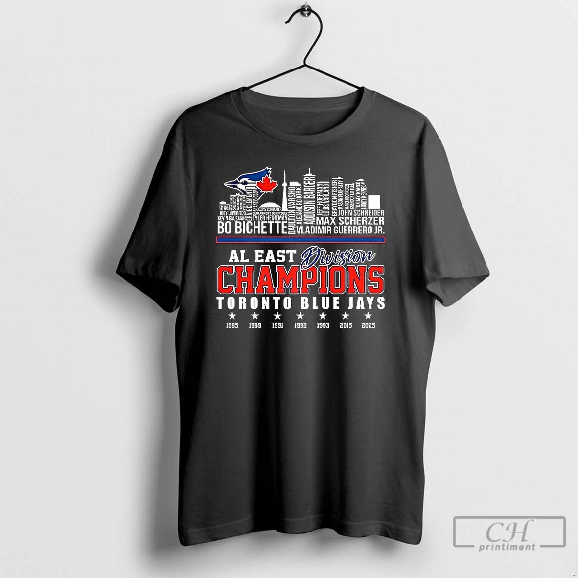 Classic Toronto Blue Jays Baseball Al East Division 2025 Skyline Name Player T Shirts