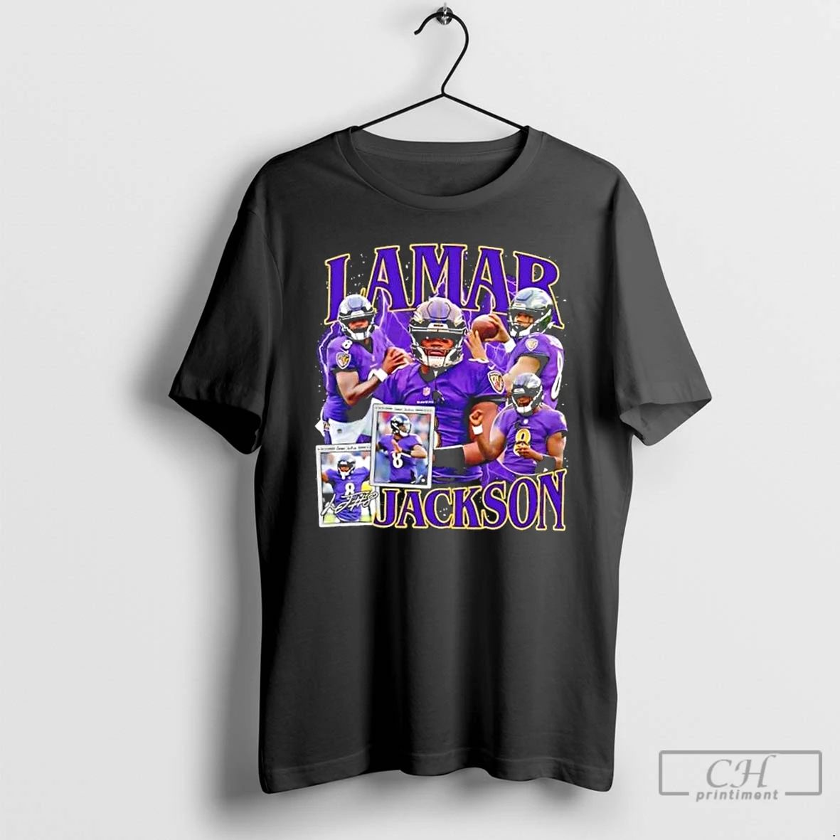 Classic Lamar Jackson Baltimore Ravens Football Graphic Signature T Shirts
