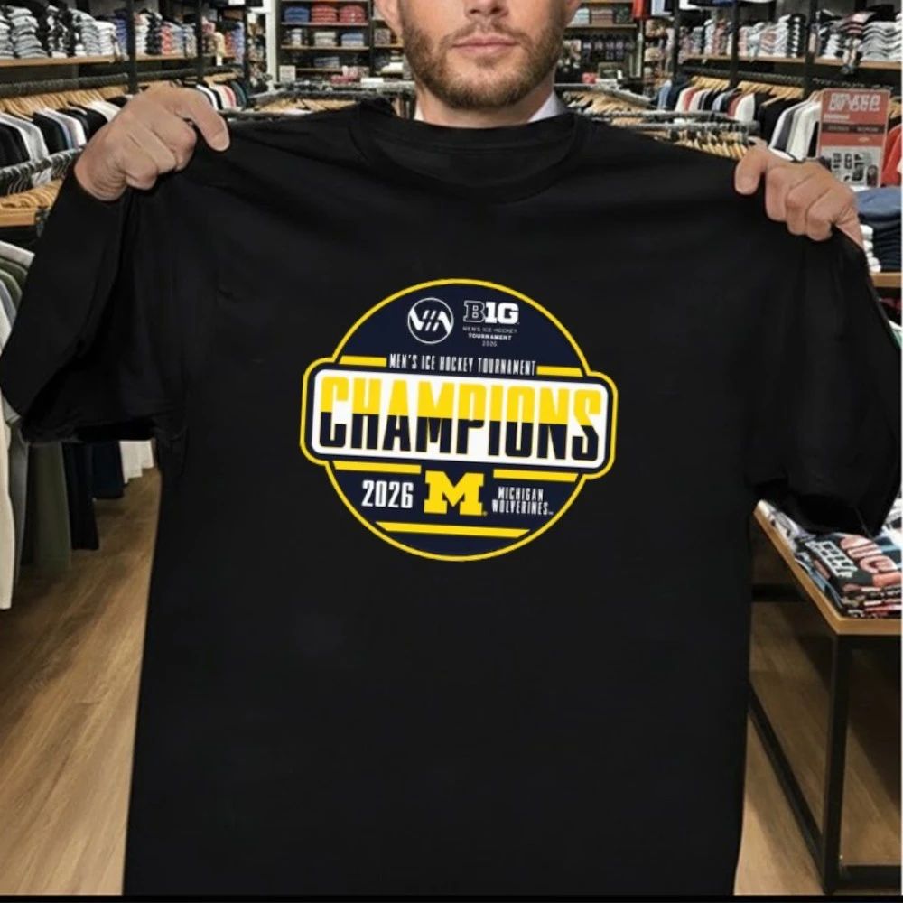 Michigan Wolverines Blue 84 Unisex 2026 Big Ten Men’s Ice Hockey Tournament Champions Locker Room T-Shirt