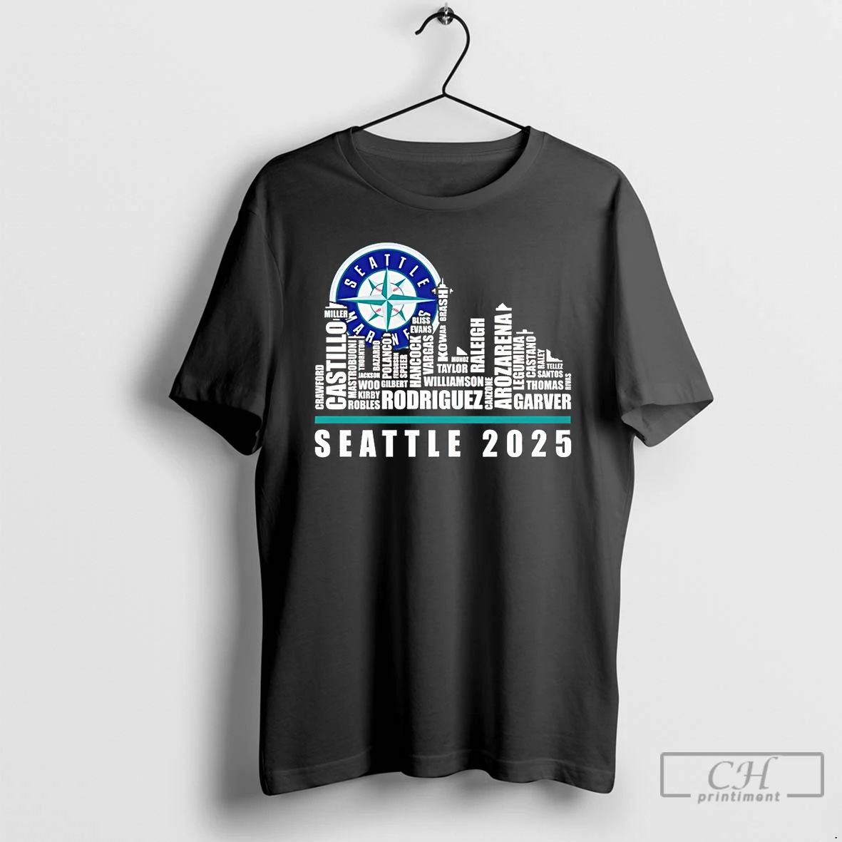 Classic Seattle Mariners Signatures Skycity 2025 T Shirts