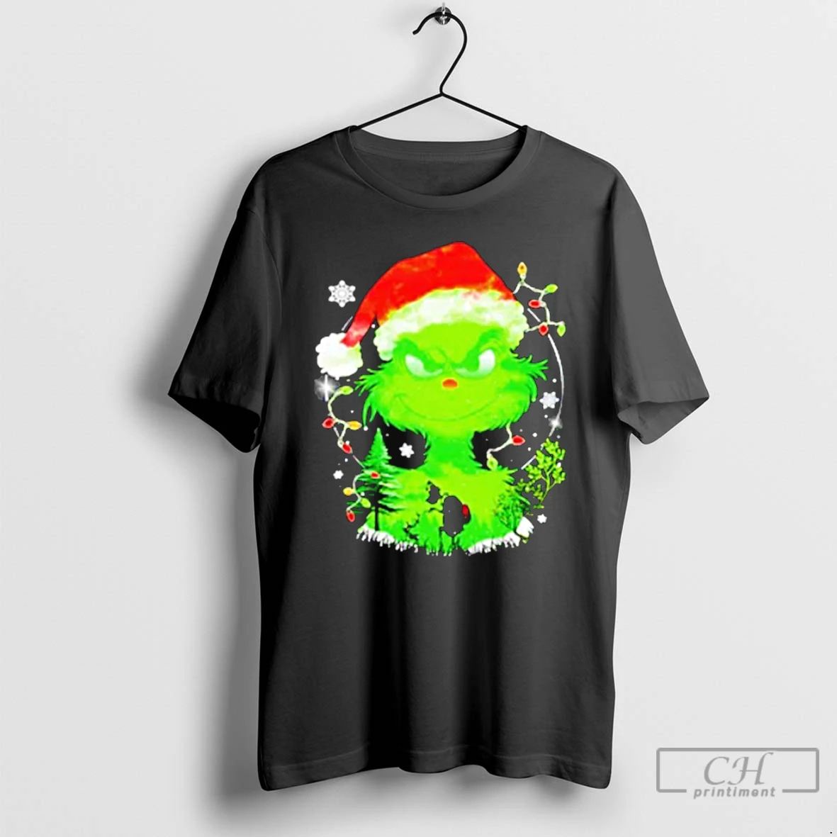Classic Grinch In The Gloom Santa Hat Christmas T Shirts